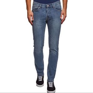 oodji Ultra Men's Basic Mid-Rise Slim Fit Blue Denim Jeans